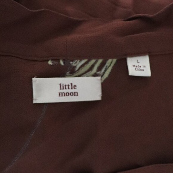 Little Moon Aritzia Ruffled V-Neck Sheer Lrg Floral Cinched Tie Front Blouse - Picture 10 of 12